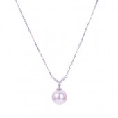 14K White Gold .04Ctw Diamond 8-8.5Mm Akoya Necklace