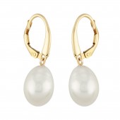 14K YELLOW GOLD 12MM BAROQUE PEARL DROP EARRING