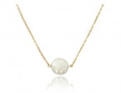 14K YELLOW GOLD COIN PEARL NECKLACE