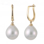 14K YELLOW GOLD FRESHWATER PEARL DANGLE EARRINGS