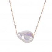 14K YELLOW GOLD KESHI FRESHWATER PEARL SOLITAIRE NECKLACE