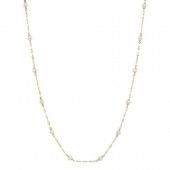 14K YELLOW GOLD CULTURED PEARL STATION NECKLACE