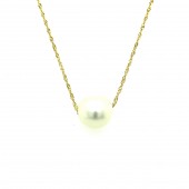 14K YELLOW GOLD WHITE POTATO PEARL NECKLACE