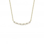 14K YELLOW GOLD DIAMOND AND CULTURED PEARL BAR NECKLACE