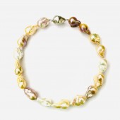 STERLING SILVER MULTI COLOR BAROQUE PEARL NECKLACE