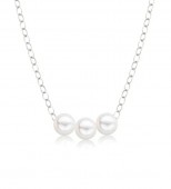 14K WHITE GOLD 5MM THREE PEARL STARTER NECKLACE