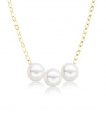 14K YELLOW GOLD 6MM PEARL STARTER NECKLACE WITH 3 PEARLS