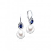 14K WHITE GOLD DIAMOND ANDPEARL HALO EARRINGS