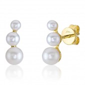 14K YELLOW GOLD CULTURED PEARL EARRINGS