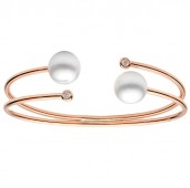 18K ROSE GOLD DIAMOND & SOUTH SEA PEARL CUFF BRACELET