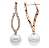 18K ROSE GOLD DIAMOND & PEARL EARRINGS