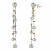 14K YELLOW GOLD FRESHWATER PEARL BEAD EARRINGS WITH A DOUBLE DROP