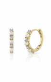 14K YELLOW GOLD DIAMOND CULTURED PEARL HUGGIE EARRINGS