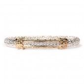 14K/STERLING SILVER 6MM DIAMOND CLOSED BRACELET