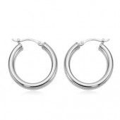 STERLING SILVER TUBE HOOP EARRINGS 3X20MM
