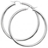 STERLING SILVER TUBE HOOP EARRINGS 3X50MM