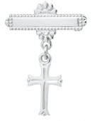 STERLING SILVER BAR PIN WITH CROSS
