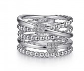 Sterling Silver .12Ctw Diamond Criss Cross Ring