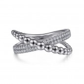STERLING SILVER WHITE SAPPHIRE CRISS CROSS RING