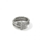 JOHN HARDY STERLING SILVER PEAR DIAMOND PAVE DOUBLE WRAP RING