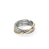 JOHN HARDY STERLING SILVER AND 14K GOLD 7MM CROSS OVER RING