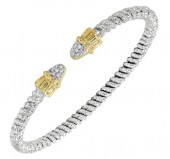 VAHAN STERLING SILVER/14K 3MM OPEN BRACELET