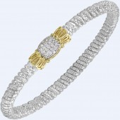 VAHAN STERLING SILVER & 14K 4MM DIAMOND CLOSED BRACELET