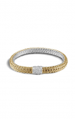 JOHN HARDY STERLING SILVER AND 14K GOLD DIAMOND SMALL REVERSIBLE BRACELET WITH DIAMOND CLASP