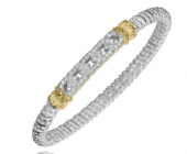 VAHAN STERLING SILVER/14K DIAMOND 4MM CLOSED BANGLE BRACELET