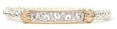 14K Sterling Silver .23Ctw Diamond 4Mm Closed Bangle Bracelet