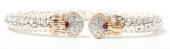 14K Sterling Silver Ruby 4Mm Open Bangle Bracelet