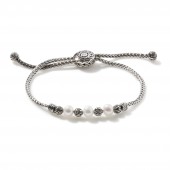 JOHN HARDY STERLING SILVER MINI CHAIN PULL THROUGH BRACELET WITH 6 FRESHWATER PEARLS