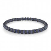 Blue Polished Mini Bead Bracelet with Black Satin