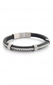 BLUE LEATHER BRACELET WITH STAINLESS FRANCO CHAIN INLAY