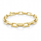 STAINLESS STEEL GOLD RECTANGLE LINK BRUSHED POLISHED BRACELET