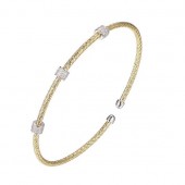 STERLING SILVER  GOLD PLATED CUFF BRACELET WITH CZ STATIONS