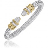 VAHAN STERLING SILVER/14K DIAMOND 4MM OPEN BRACELET