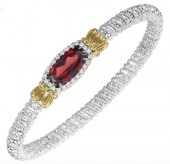 VAHAN STERLING SILVER/14K DIAMOND AND RED GARNET CLOSED BRACELET