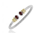 VAHAN STERLING SILVER AND 14K DIAMOND 4MM OPEN BRACELET