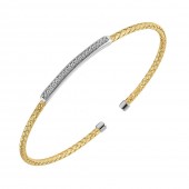 STERLING SILVER/GOLD PLATED CUBIC ZIRCONIA BANGLE BRACELET