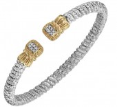 STERLING SILVER AND 14K DIAMOND OPEN CUFF BRACELET