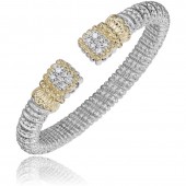 VAHAN STERLING SILVER & 14K 8MM DIAMOND OPEN CUFF BRACELET
