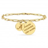 GOLD PLATED ALABAMA PAPERCLIP CHAIN CHARM BRACELET