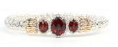 VAHAN STERLING SILVER & 14K 6MM DIAMOND & GARNET BRACELET