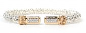 VAHAN STERLING SILVER AND 14K YELLOW GOLD 4MM OPEN CUFF BRACELET