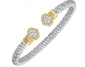 VAHAN STERLING SILVER AND 14K 4MM OPEN CUFF BRACELET