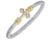 VAHAN STERLING SILVER AND 14K 4MM CLOSED CROSS BRACELET