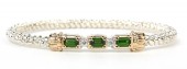 VAHAN STERLING SILVER AND 14K 3MM CHROME DIOPSIDE CLOSED BRACELET