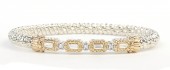 VAHAN STERLING SILVER & 14K 4MM DIAMOND CLOSED BRACELET