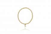 4MM GOLD FILLED BEADED BRACELET WITH INITIAL E
